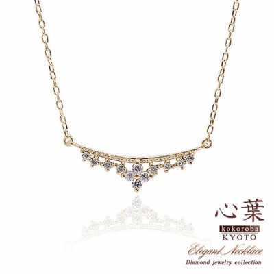 JewelryROLA 心葉 ダイヤモンド フラワーネックレス K10