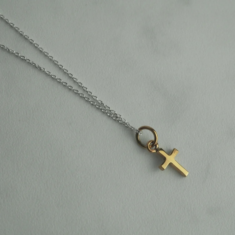 yuzen_SILVER NECKLACE CROSS GOLD シルバー ネックレス_商品画像