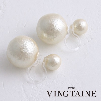 KOBE VINGTAINE リバーシブル コットンパールピアス