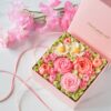 Peach Pink食べられるお花のボックスフラワーケーキ_商品画像