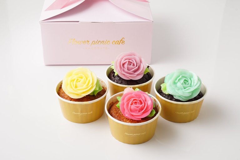 Flower Picnic Cafe食べられるお花のカップケーキ【4個セット】_商品画像