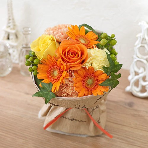 日比谷花壇そのまま飾れるブーケ「フレッシュオレンジ」_商品画像
