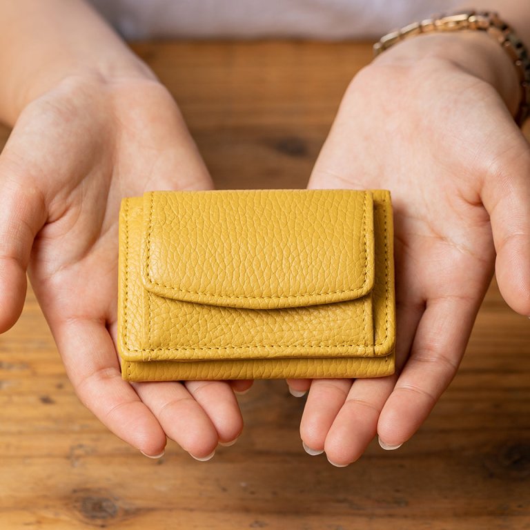 MURAイタリア製シュリンクレザー スキミング防止機能付き ミニ財布 三つ折り財布_商品画像