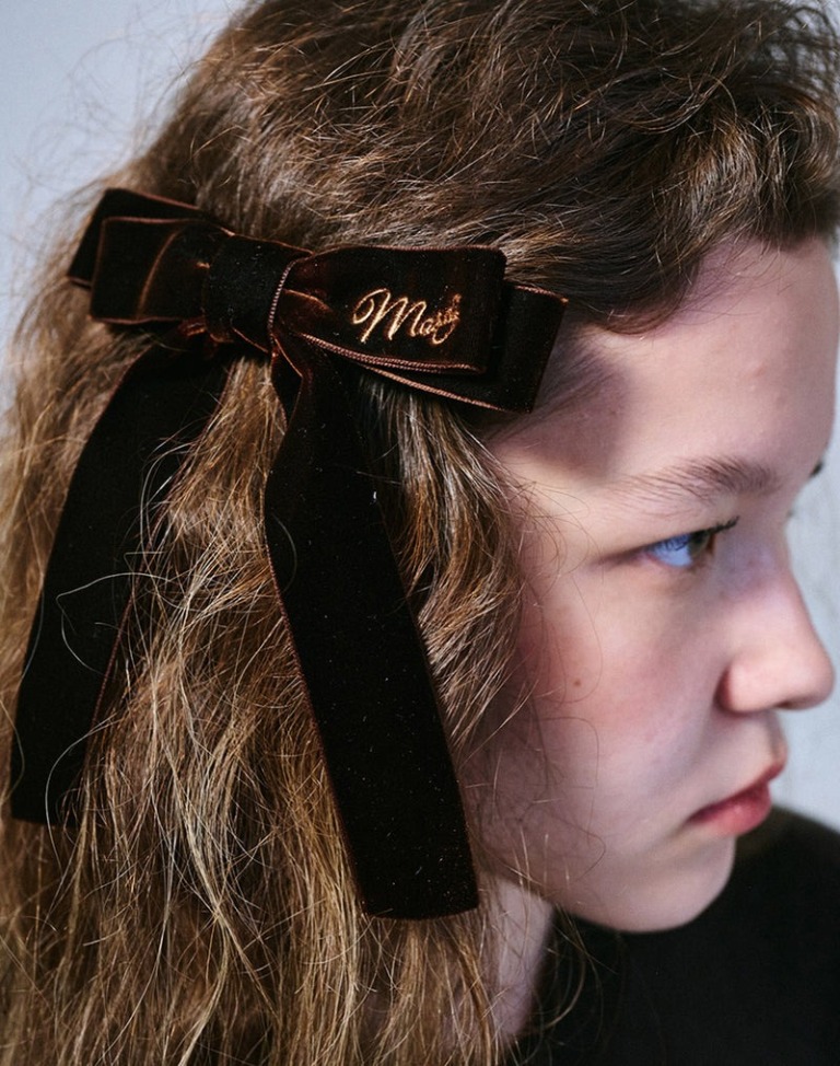 Mardi Mercredi_HAIR CLIP VELVET HAIR CLIP RIBBON (BROWN BEIGE)