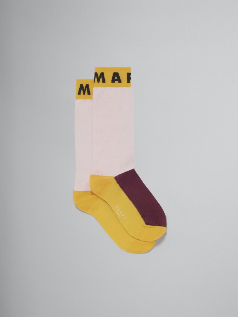 MARNI_ピンク カラーブロック コットンとナイロン製ソックス